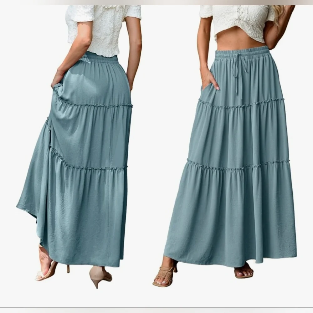 Elegant Blue Maxi Skirt - Picture 1 of 6